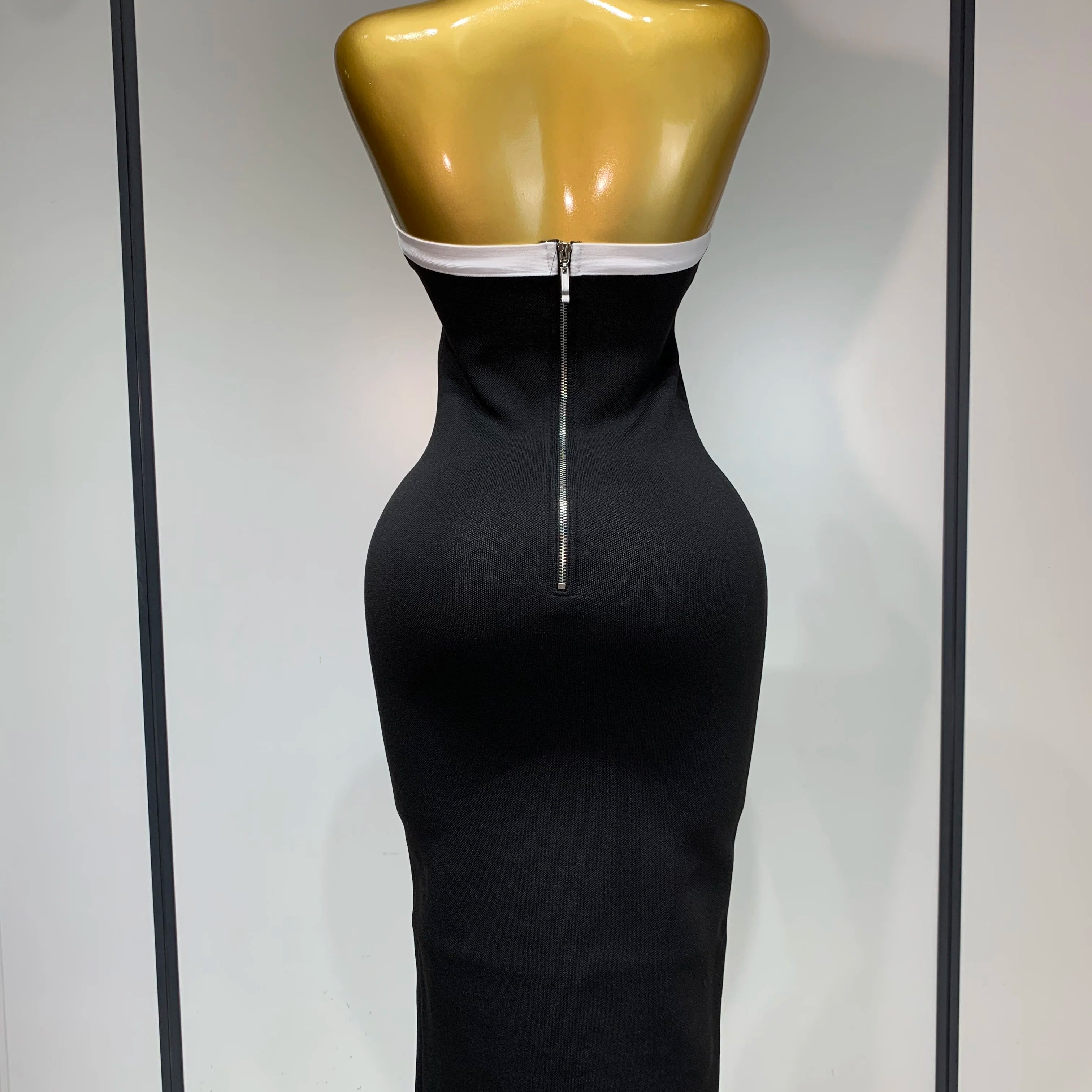 Women Fashion Celebrity Sexy Backless Rose Flower Midi Black Jacquard Bandage Dress 2025 Elegant Evening Club Party Dresses