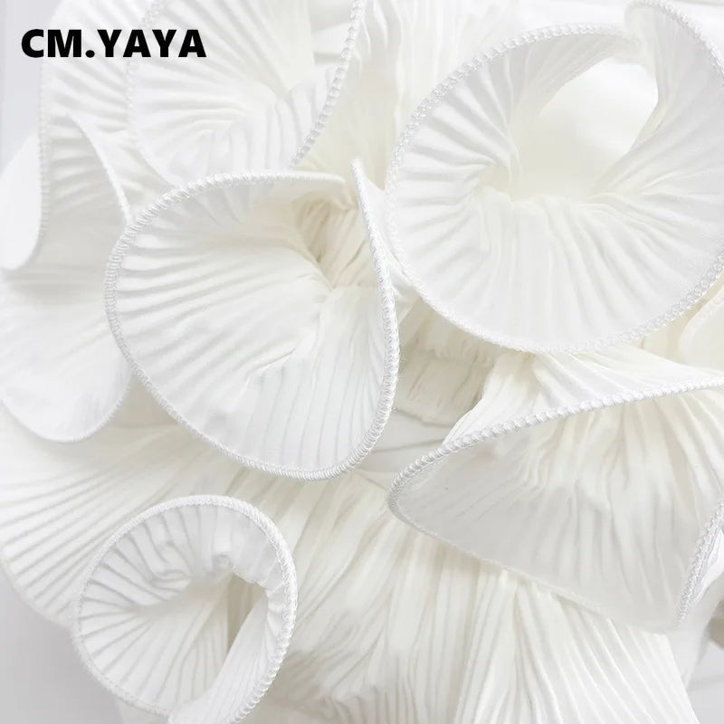 2024 Spring/Summer A-Line Women Skirt Satin Ruffles 3D Floral Decorations Night Club Party Hip-Wrapped Short Skirts