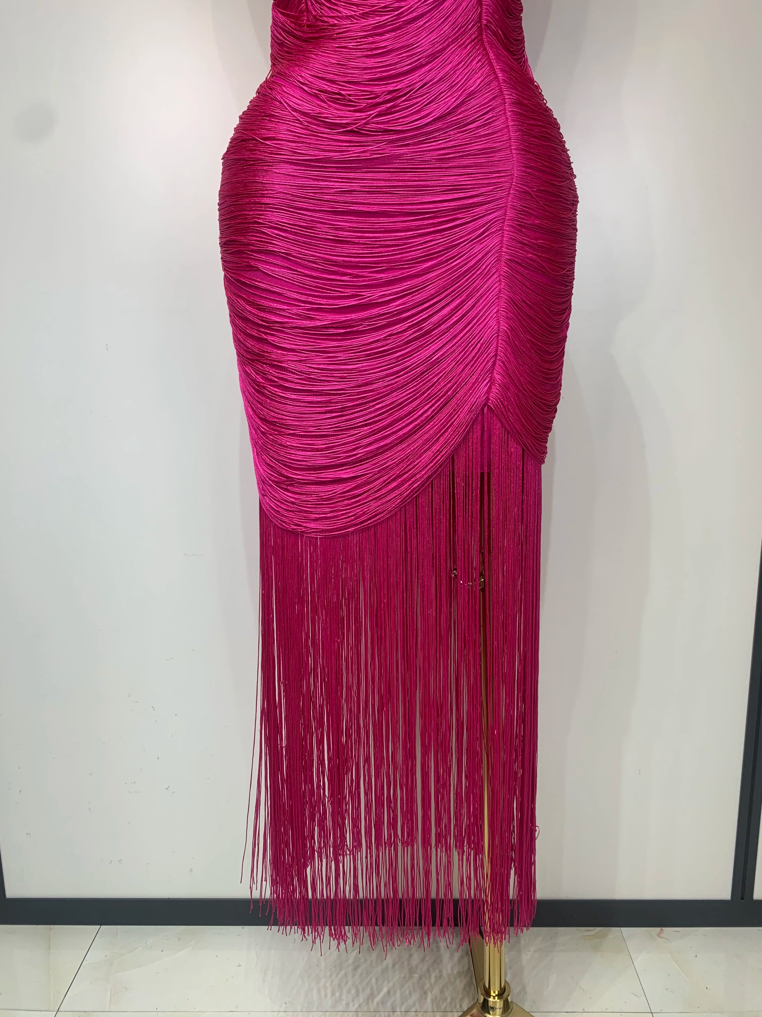 Women Sexy Backless Tassel Bodycon Bandage Dresses Celebrity Elegant Evening Party Nightclub Luxury Birthday Party Outfit ﻿