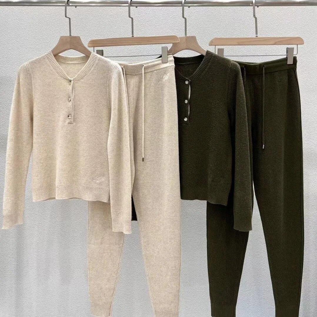 Winter 2024 Cashmere Casual Style Knitted Set of Clothes