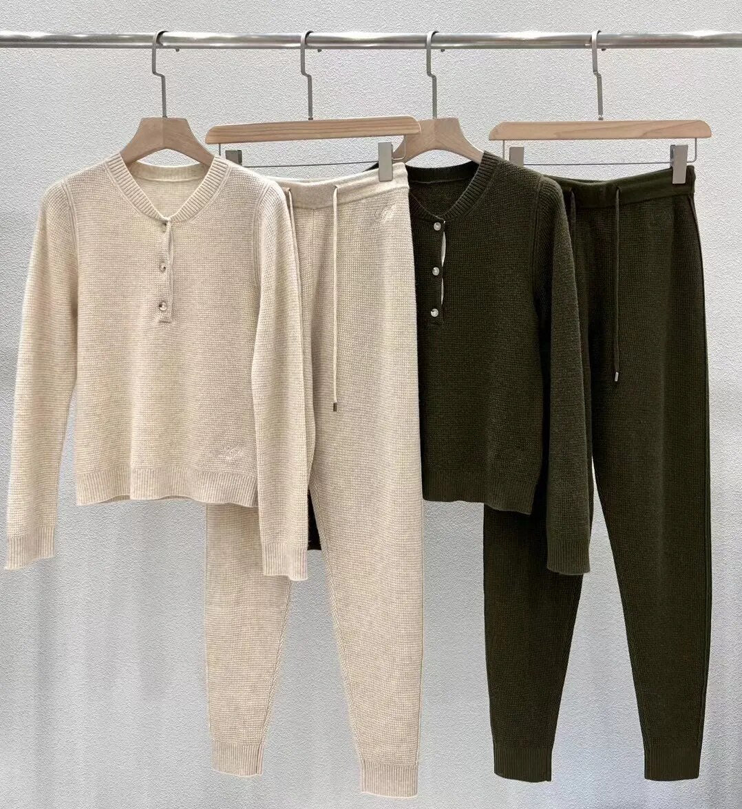 Winter 2024 Cashmere Casual Style Knitted Set of Clothes