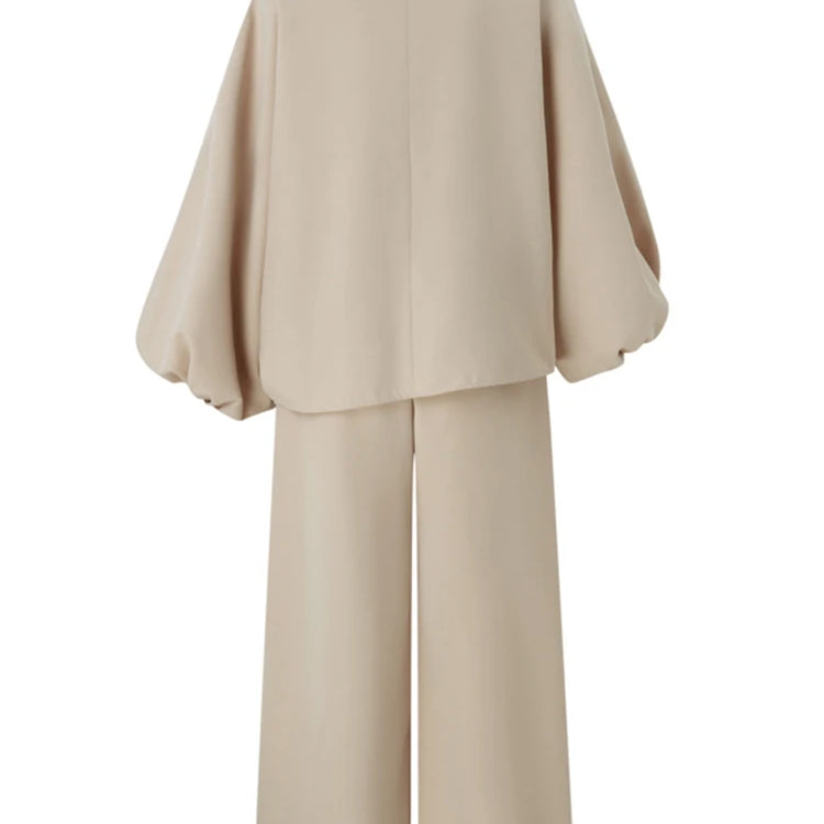 Plus Size VONDA Women Outfits Casual Slanted Collar Tops Elastic Waist Wide Leg Pant Sets 2024 Elegant Solid Pants Suits 2PCS