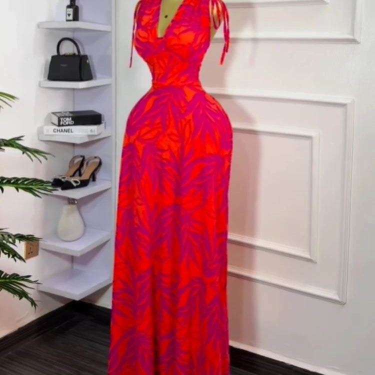 Women Tie Dye Printed Sleeveless Big Swing Maxi Long Dress 2025 Summer Holiday Birthday Sexy Club Party Evening Dresses Blue