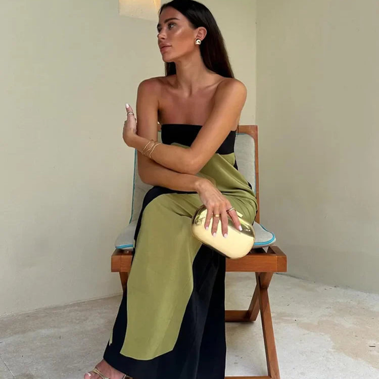 Sexy Strapless Backless Printed Long Dress Women Fashion Sleeveless Off Shoulder Vestidos Summer Lady Party Evening Robes