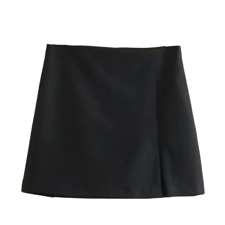 TRAF 2023 summer women's skirt shorts fashion retro high waist zipper side Y2K skirt women's fashion straight skirt shorts A