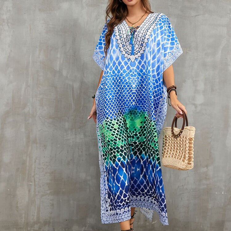 Plus Size Beach Cover Up Robe Plage Pareo Long Dress Summer Beachwear Swimsuit Cover Up Tunic For Beach Kaftan Dress Color 10 One Size
