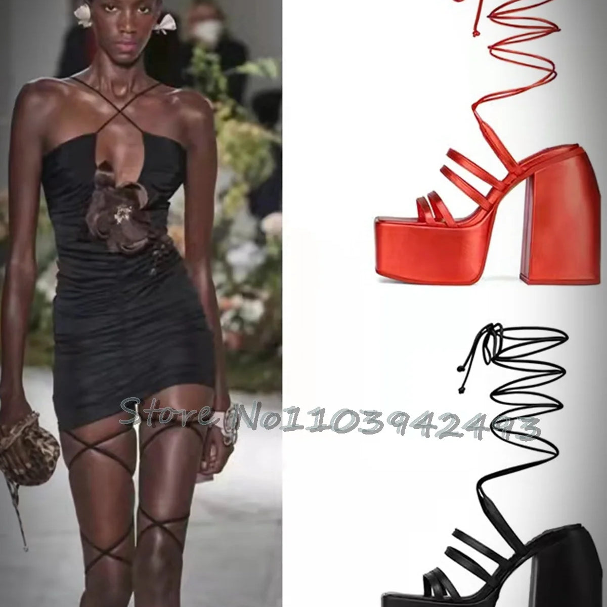 Women's Fashionable Heeled Sandals Summer Shoes Featuring Colorful Thick-soled Spiral High Heels Platform Multi Strappy Shoe New