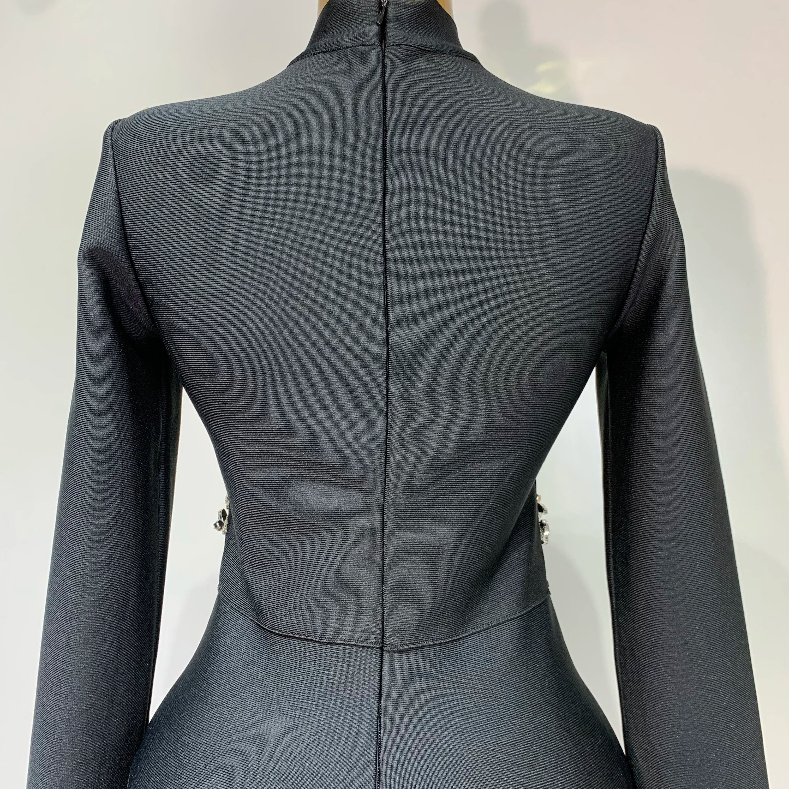 Women Long Sleeve Shinning Crystal Bodycon Long Bandage Dress Celebirty Elegant Evening Party Luxury Birthday Dress