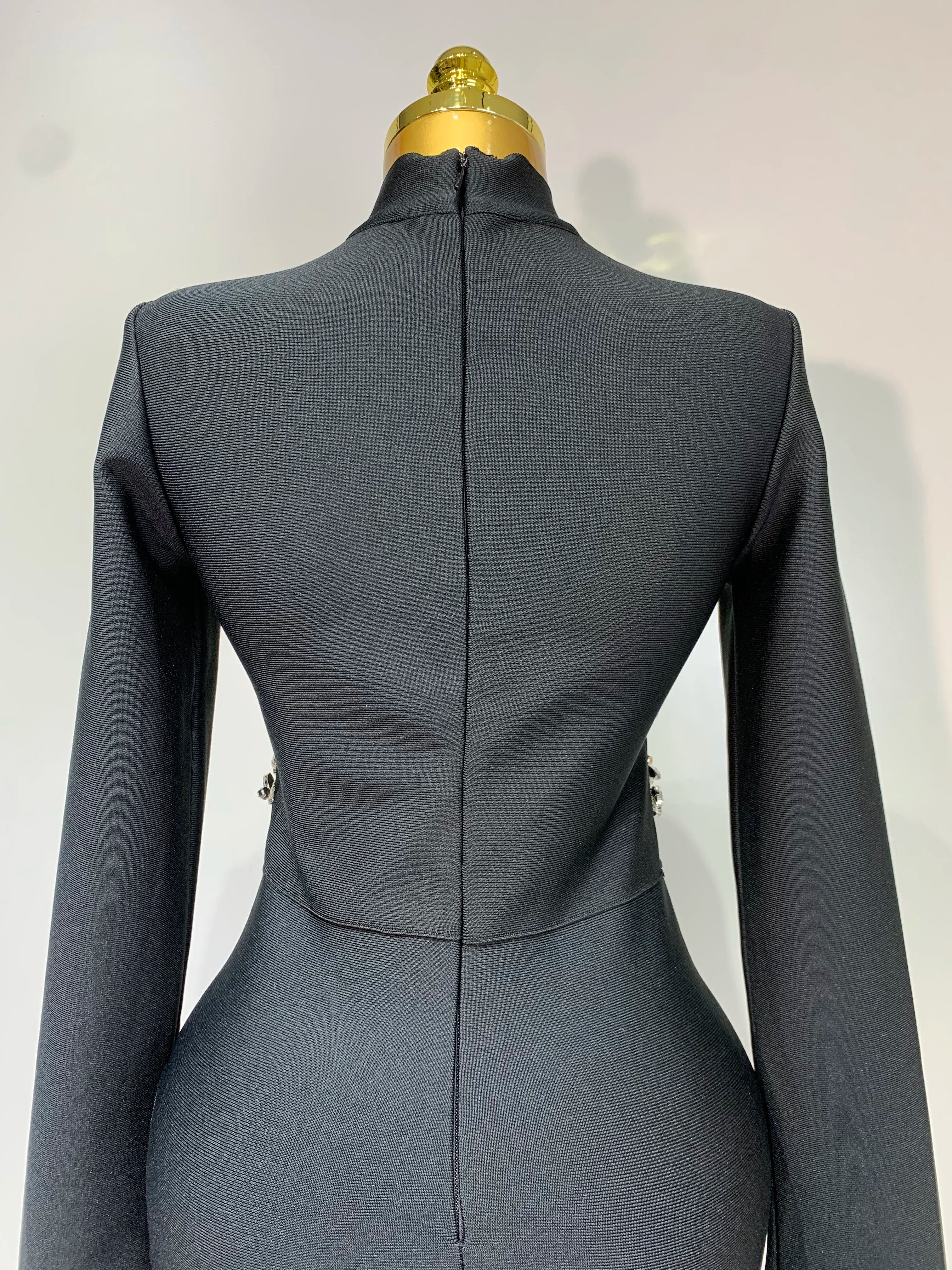 Women Long Sleeve Shinning Crystal Bodycon Long Bandage Dress Celebirty Elegant Evening Party Luxury Birthday Dress