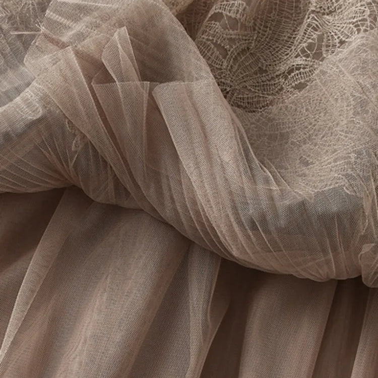 UCXQ New Products Sweet Cake Spliced Skirt Lace Pleated Mesh Large Hem A-line Skirts For Women New Spring Autumn 23A7001