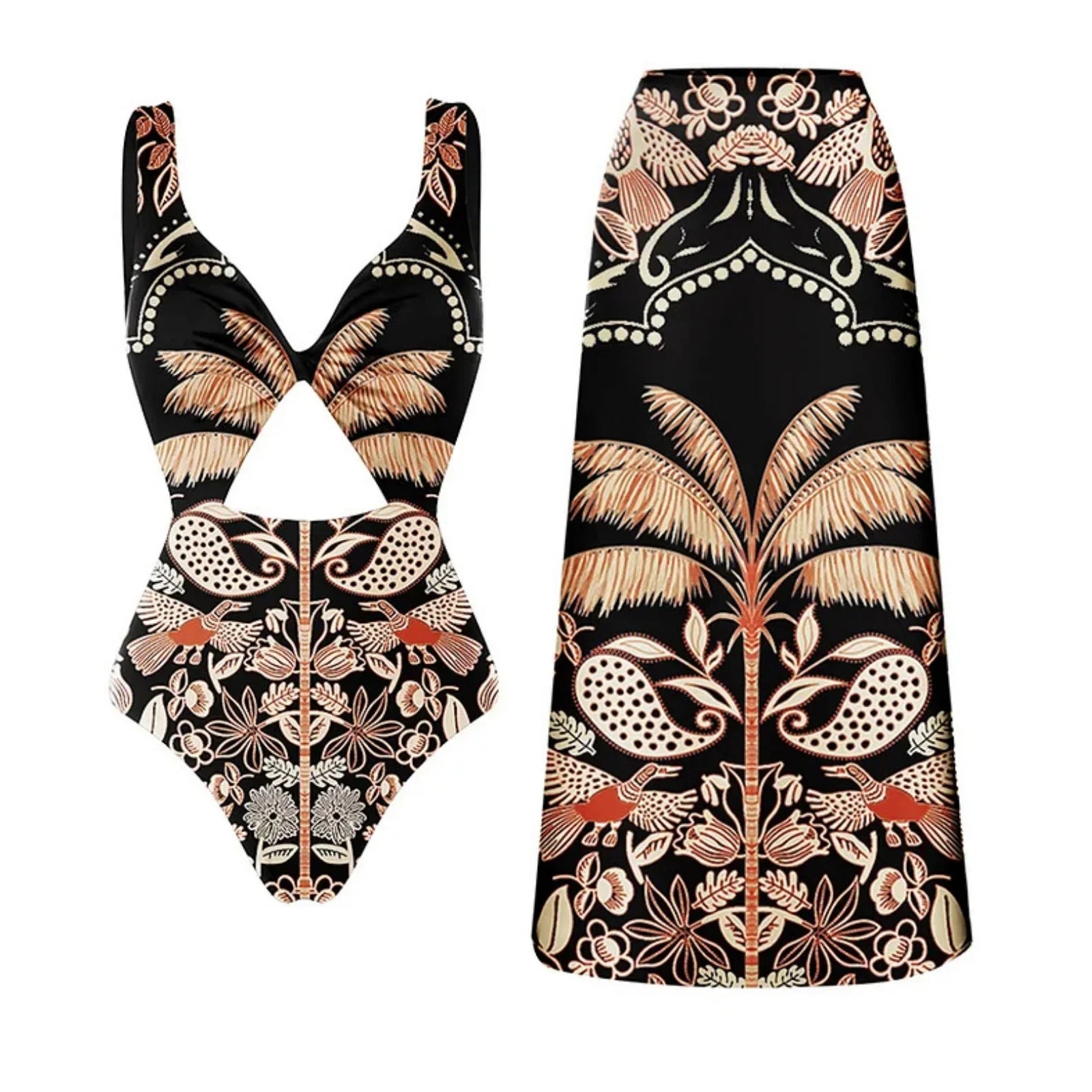 New Retro Off Shoulder Ruffle Printed Bikini Set Swimsuit Women Swimwear Beachwear Bikinis Bathing Suit Beach Vacation Outf Set 4