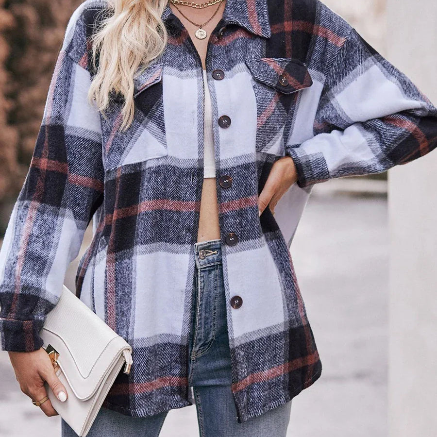 Women s 2023 Autumn Winter Plaid Flannel Button Down Shirts - Stylish Oversized Boyfriend Fit Tops for a Trendy Look