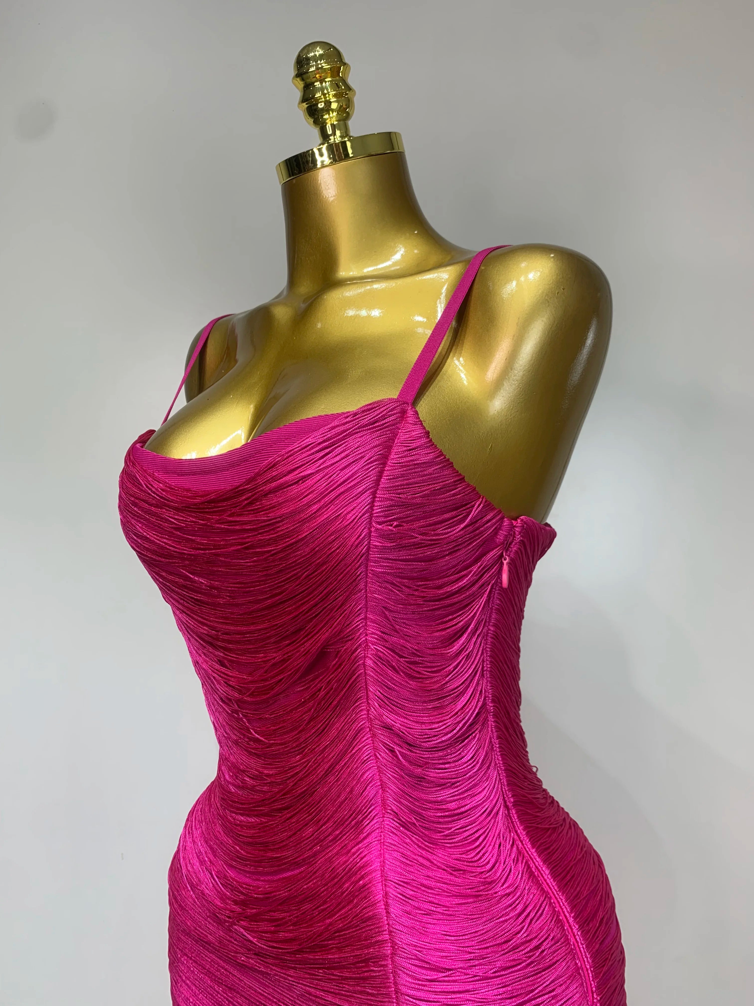 Women Sexy Backless Tassel Bodycon Bandage Dresses Celebrity Elegant Evening Party Nightclub Luxury Birthday Party Outfit ﻿