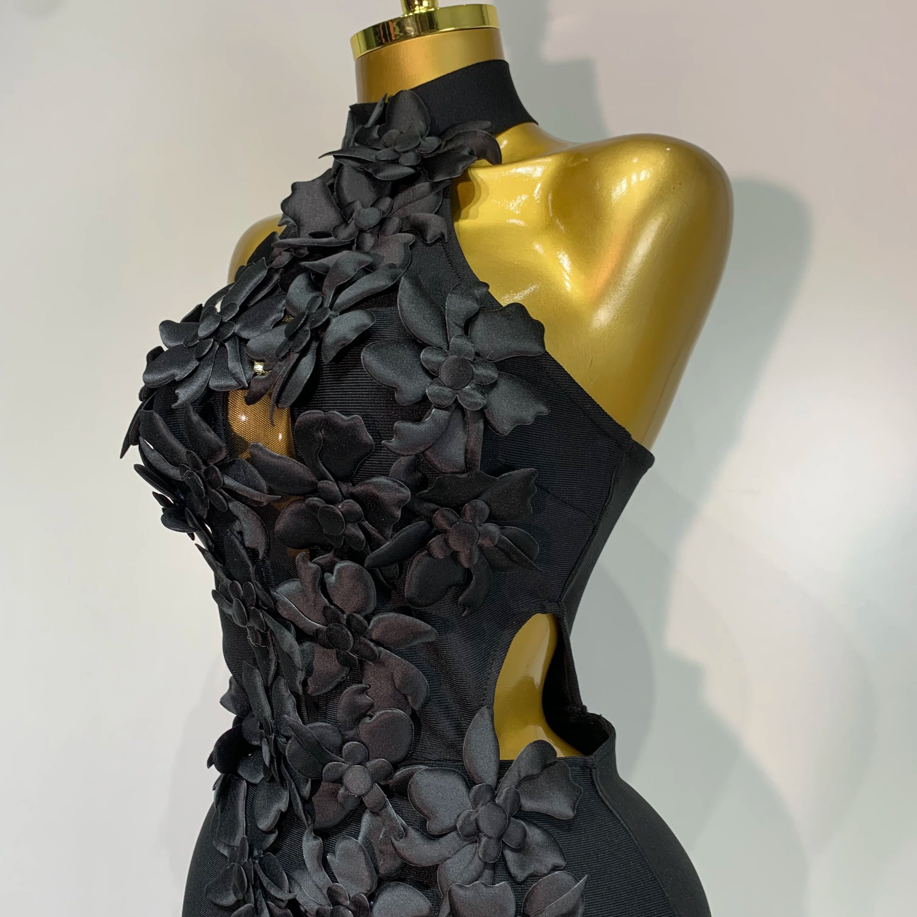 Women Sexy Sleeveless Flower Hollow Out Evening Party Bandage Dresses Red Knitted Bodycon Birthday Wedding Guest Clothing