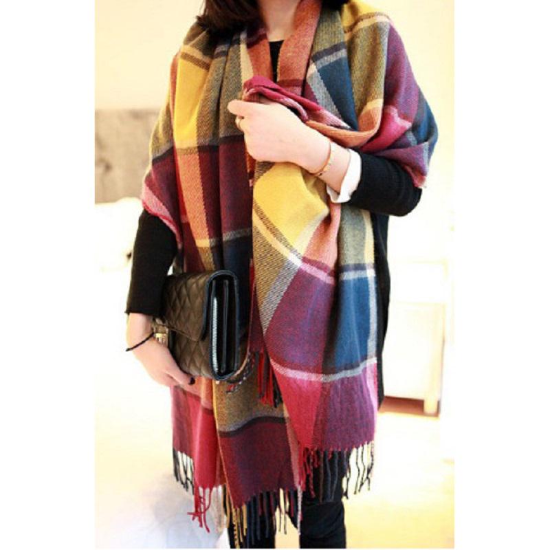 冬の女性の格子模造カシミヤスカーフ秋と冬の厚いファッション暖かいワイルドスカーフショール