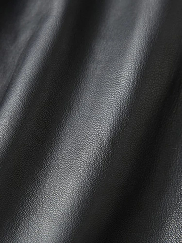 Spring Black Long Luxury Clothes for Women with Sashes High Waist A Line Midi Pu Leather Skirt Runway High Fashion 2023