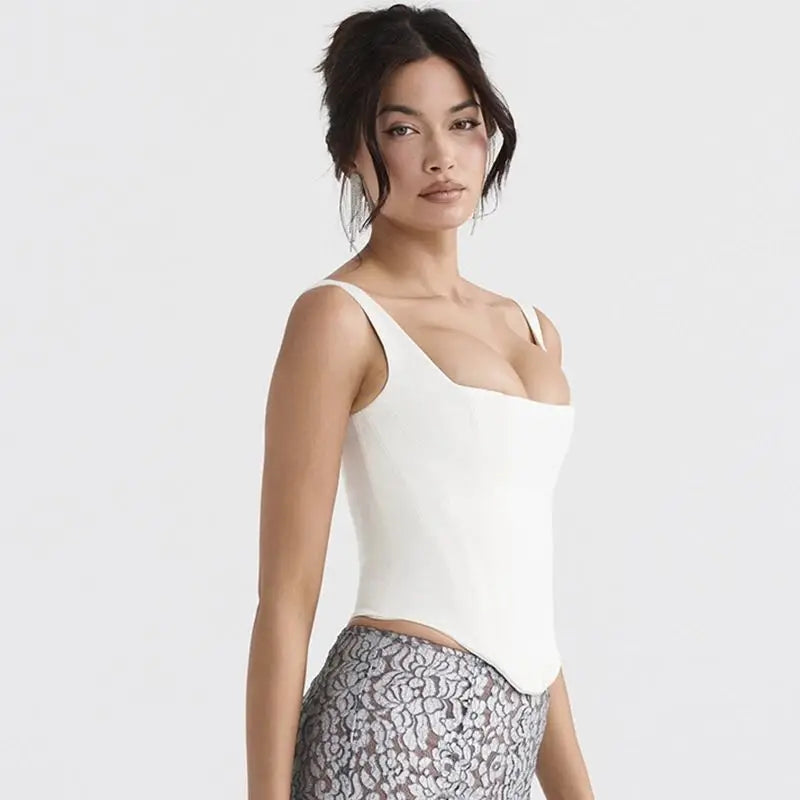 Women's Halter Square Neck Backless Short Vest Stretch Bandage Tight Top