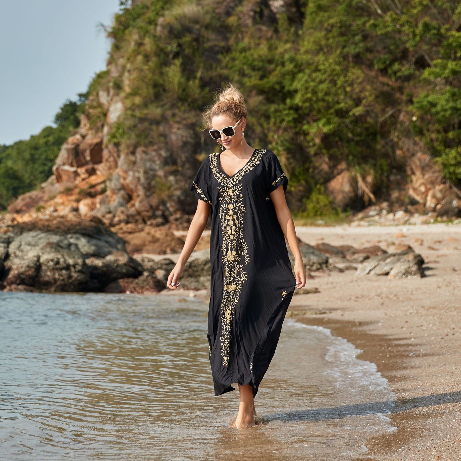 Robe De Plage Embroidery Beach Cover Up Sarong
