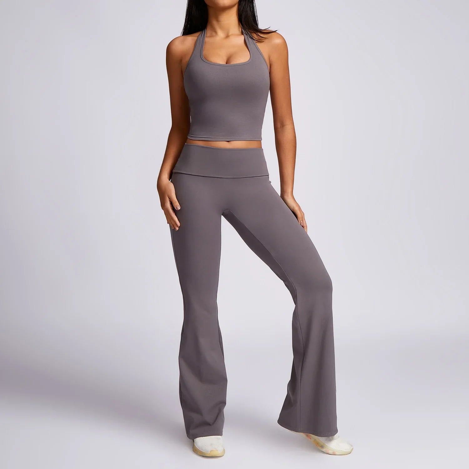 New Yoga Set Workout Clothes Fitness Suits Sports Bra High Waist Leggings 2 Piece Women High Stretch Gym Outfit grey-3