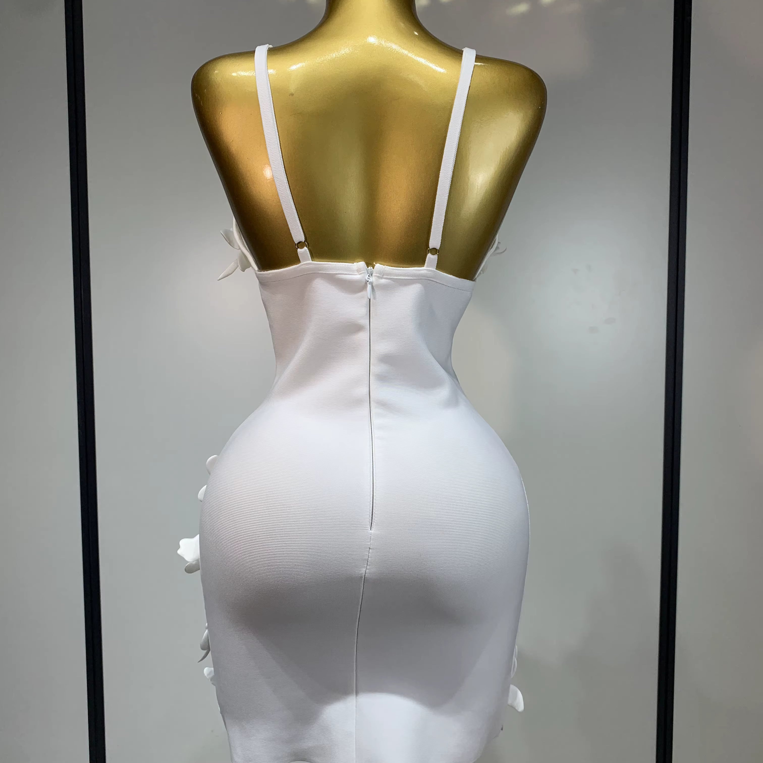 Solid Patchwork Appliques Camisole Dresses For Women Square Collar Sleeveless Backless High Waist Mini Dress