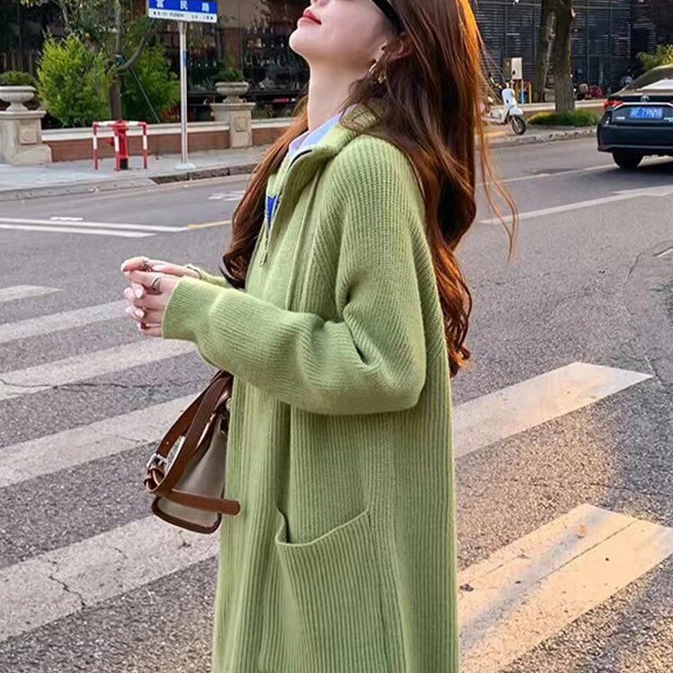 Za-High quality 2024 autumn and winter zipper knitted cardigan top sweater jacket. Women's thickened stand collar warm sweater