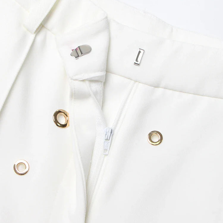 Soild Minimalist Sets For Women Turn Down Collar Long Sleeve Patchwork Button Pockets Set Female Fashion Clothing