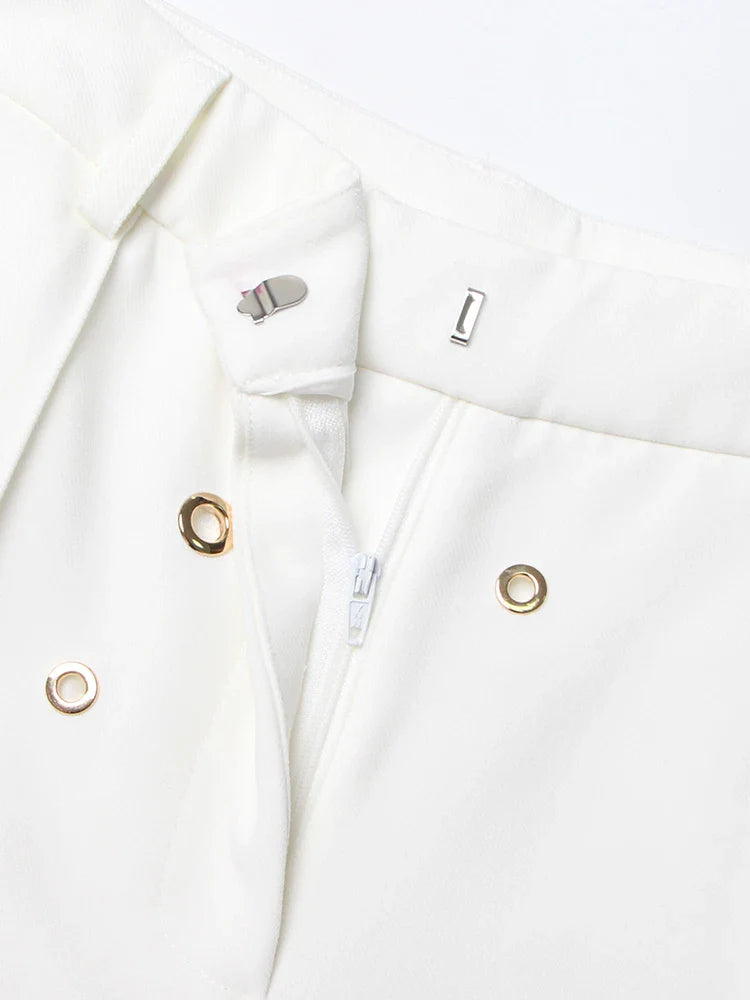 Soild Minimalist Sets For Women Turn Down Collar Long Sleeve Patchwork Button Pockets Set Female Fashion Clothing