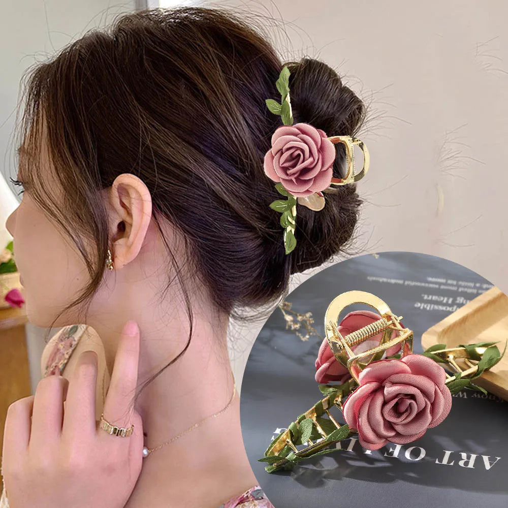 Haimeikang Large Size Flower Hair Clip Claws Hair Crab For Thick Hair Barrettes Hairpins Women Summer Fashion Hair Accessories 1419A-12cm