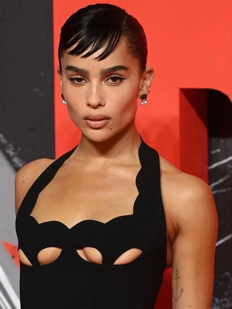 Black Halter Elegant Dress For Women 2022 New Summer Evening Party Celebrity Bodycon Long Dress Vestido