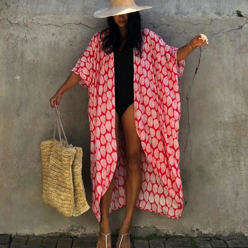 Sexy Bikini Cover-ups Summer Beach Pareo Stripes Loose Kimono Swimsuit Dress Beachwear Boho Bathing Suit Cover Up U One Size