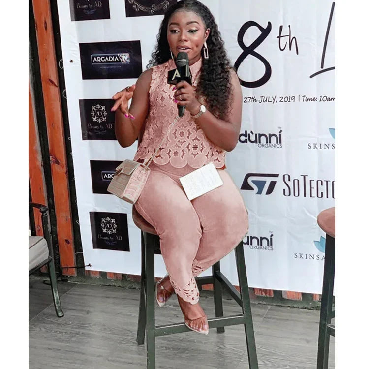 Wmstar Women Two Piece Set Plus Size Summer Fashion Sleeveless Casual Outfits Solid Color Holiday Long Pants Office Streetwear Pink