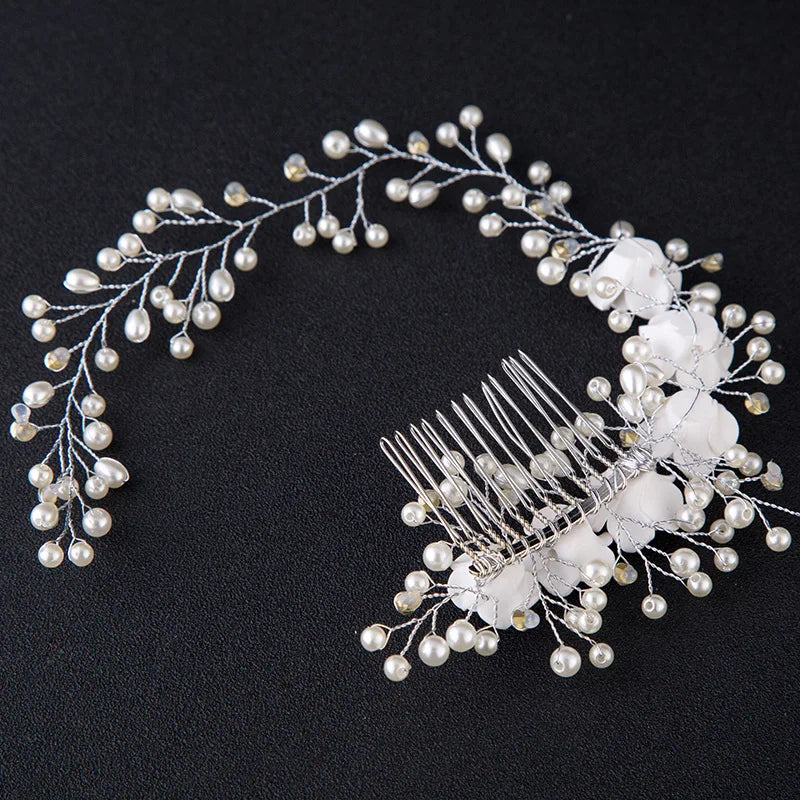 Crystal Pearl Wedding Hair Combs Hair Accessories for Bridal Hair Clips Pin Accessories Jewelry Handmade Women Head Ornaments 1PCS QB175
