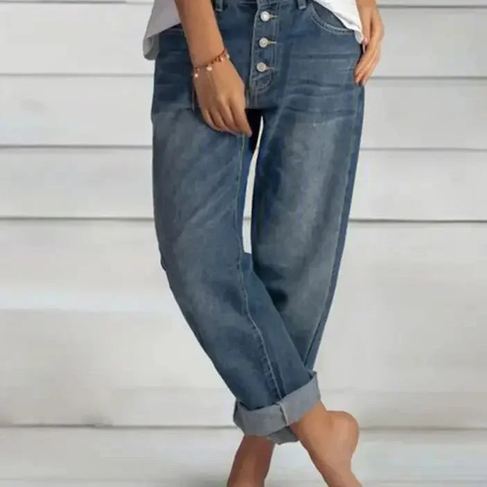 Spring Oversize Women's Denim Pants Blue Pockets Empire Waist Wide-leg Jeans Loose Pants Female Summer Casual Fashion Lady