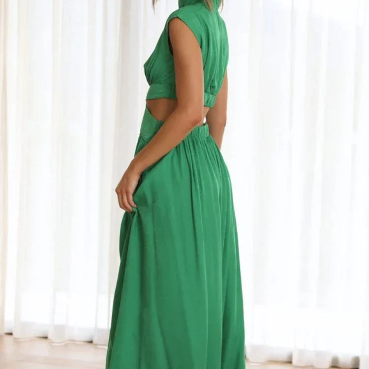 Women Spring Summer Long Maxi Dress Solid Color Fashion Sleeveless Backless Sweet Elegant Casual Dress 2023