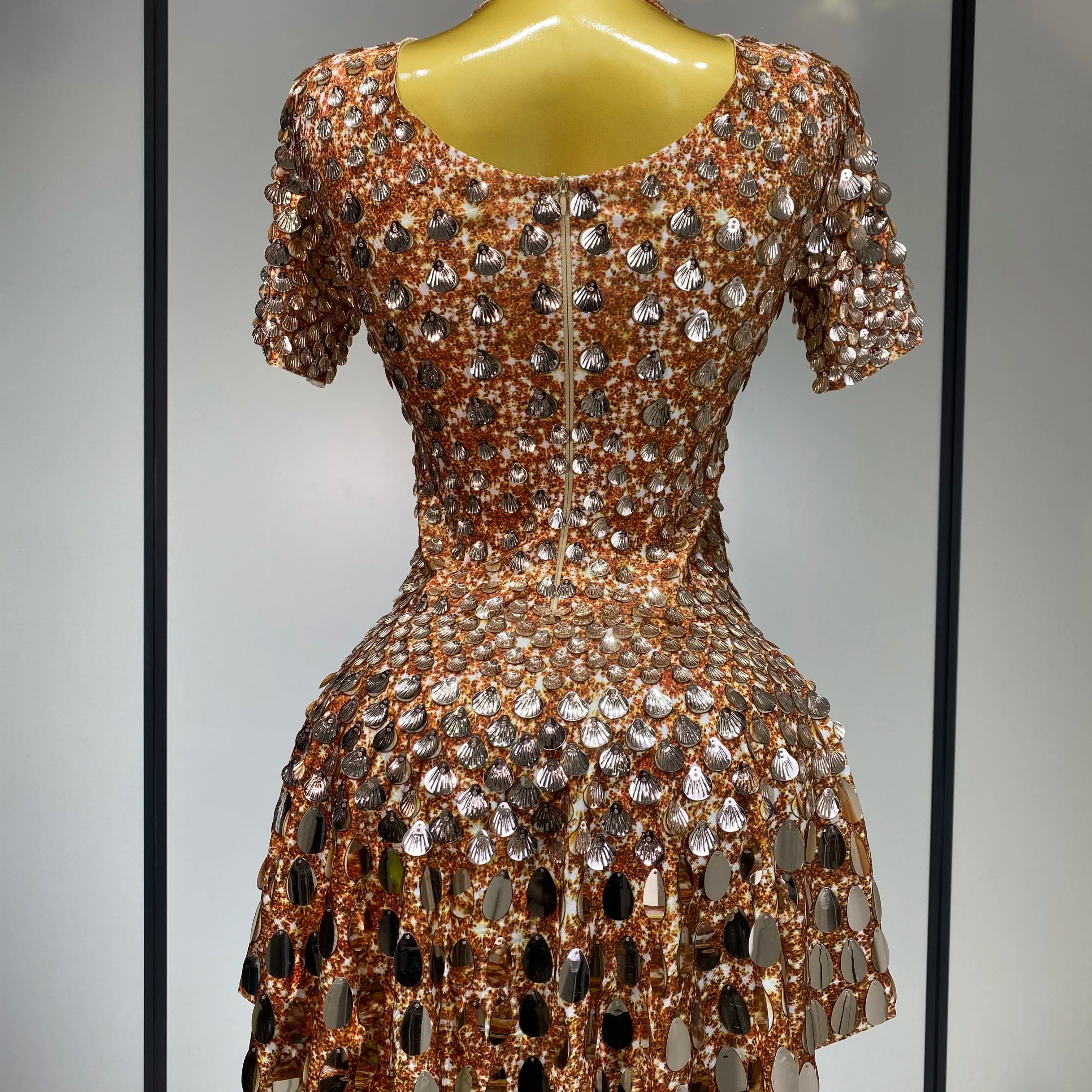 Sparkly Sequins Luxury Birthday Party Gown Short Dress Dancer Stage Performance Wear Women Sexy Nightclub Dress Festival Outfit