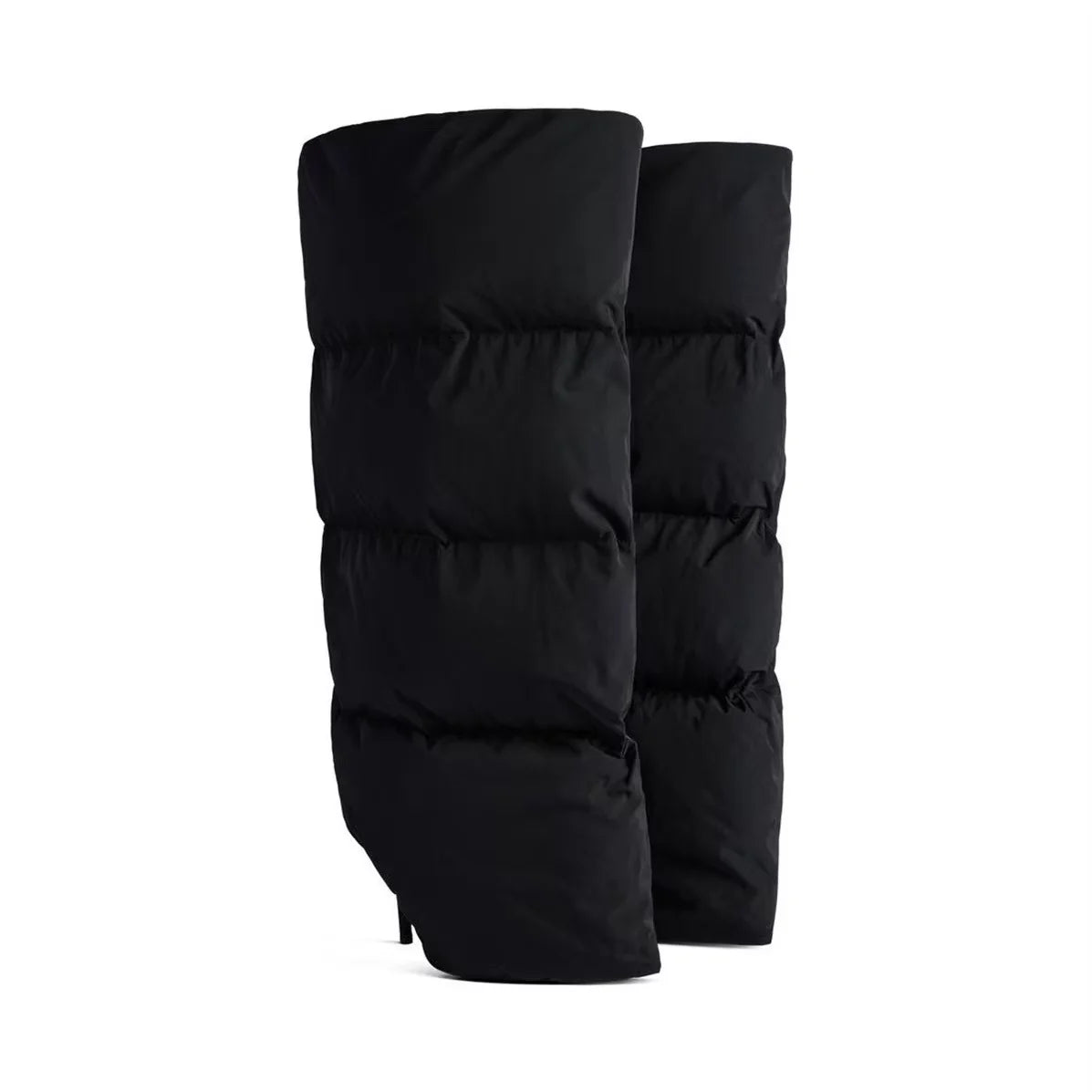 Fashion Catwalk Boots Women Botas Wide Fit Heels Loose Large Pants Tude Shoes Stiletto Knee-High Dress Winter Pull On Plus Size BLACK 2