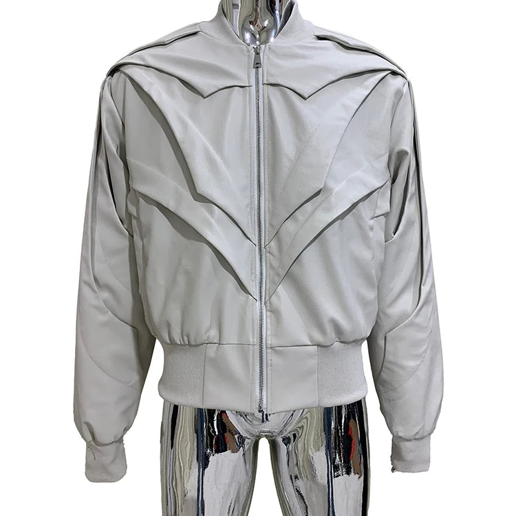 Mauroicardi Autumn Winter Short Matte Pu Leather Bomber Jacket Men Long Sleeve Luxury Designer European Fashion Emo Clothes 2025 Milky