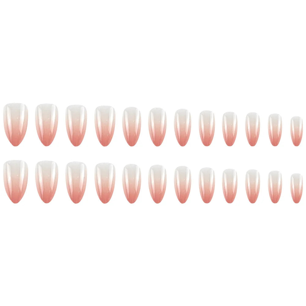 24pcs Nude Pink False Nails Sweet Gradient Pink Almond Fake Nail Tips Wearable Detachable INS Simple Nude Color Press on Nails