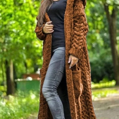Spring Autumn New Women Fashion Hooded Cardigan Coat Casual Knitted Sweater Jacket for Women Plus Size S-5XL G1B000KQ