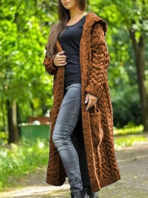 Spring Autumn New Women Fashion Hooded Cardigan Coat Casual Knitted Sweater Jacket for Women Plus Size S-5XL G1B000KQ