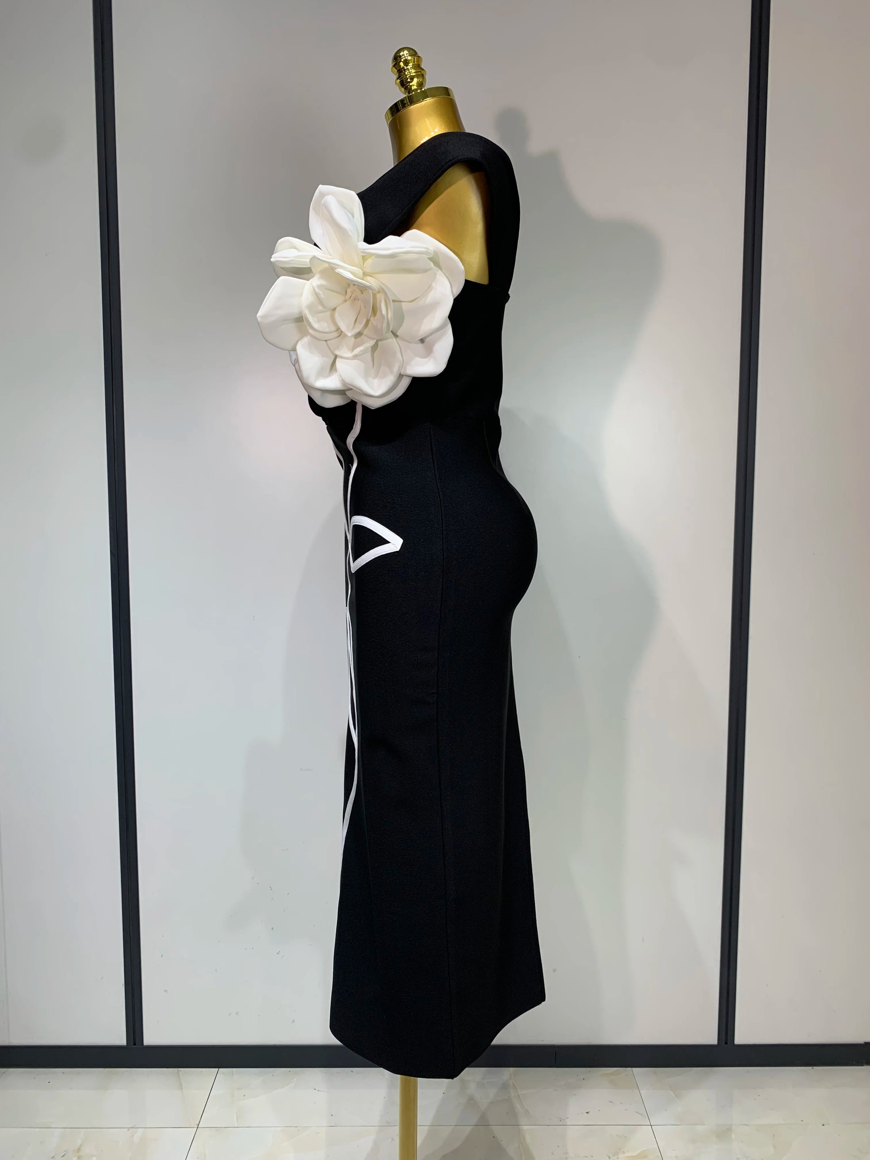 Women Sexy Off Shoulder Backless Bandage Dress Celebrity Elegant Flowers Evening Party Luxury Bithday Outfit Fashion Show Gowns