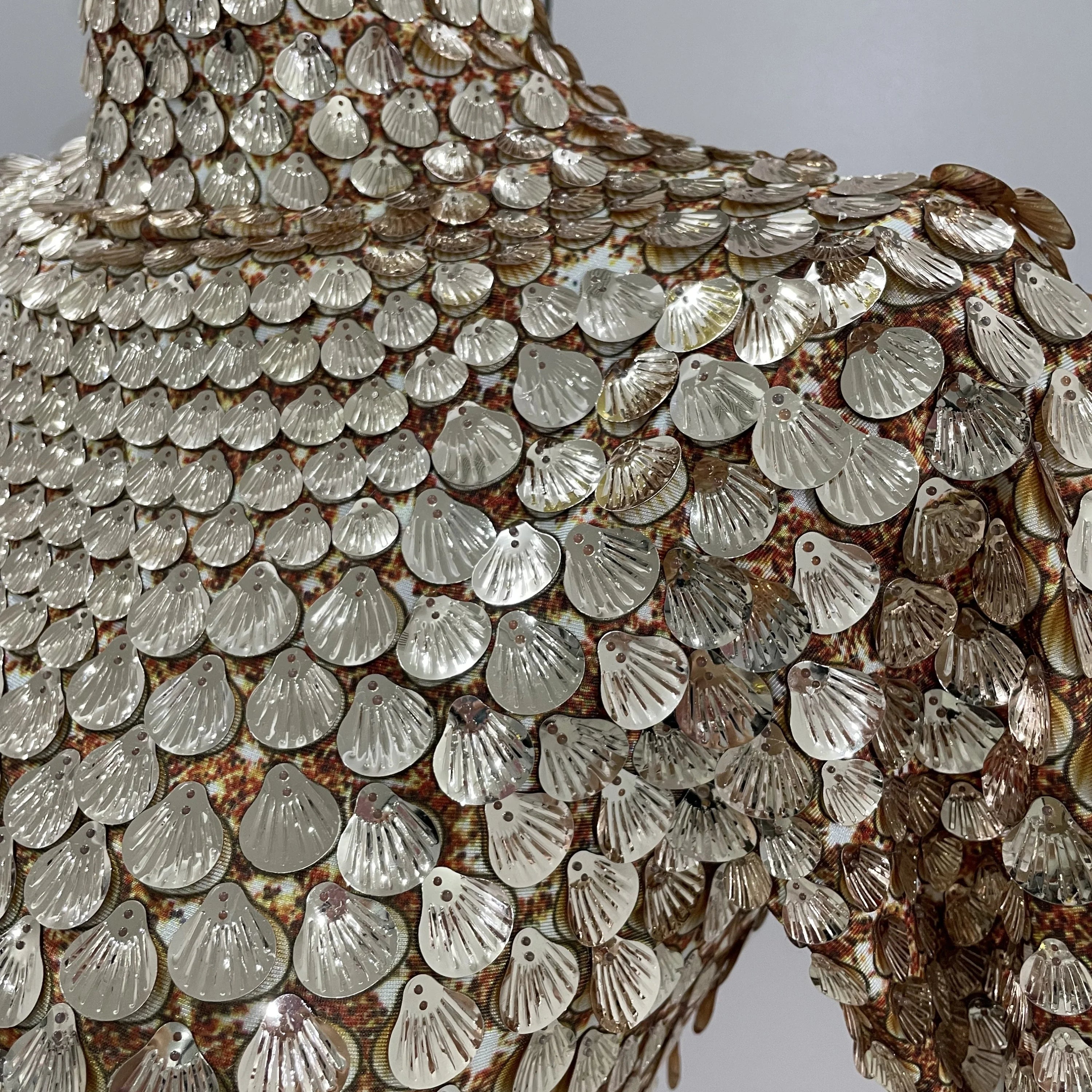 Luxury Shiny Shell Sequins Bodysuit Dress Women Sexy Nightclub Dance Performance Clothing Birthday party Dresses