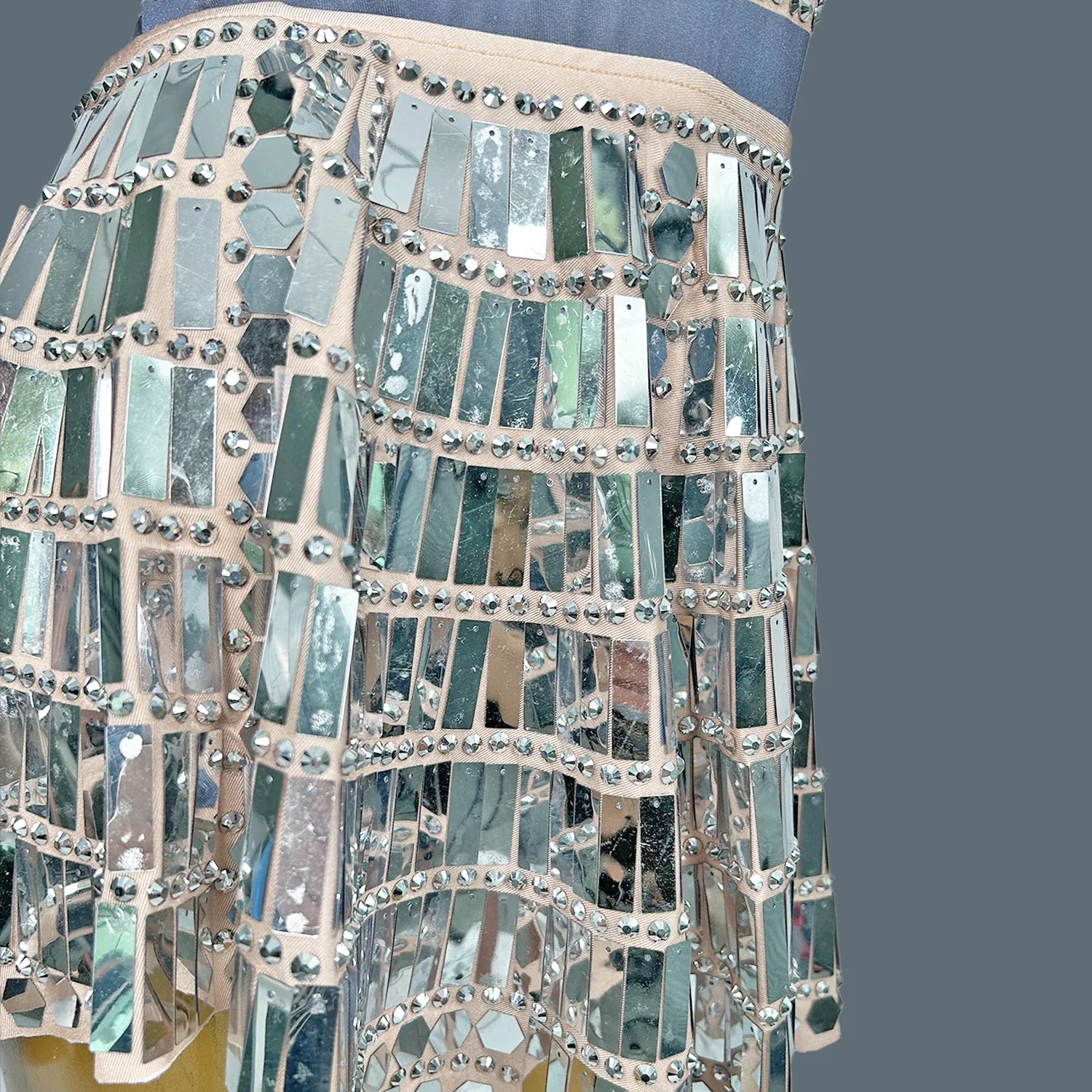 Women's Stage Show Bodysuit Mini Skirt 2Pcs Set Nightclub Dance Costume Birthday Party Shine Sequins Singer Wear Lianghuanghuang