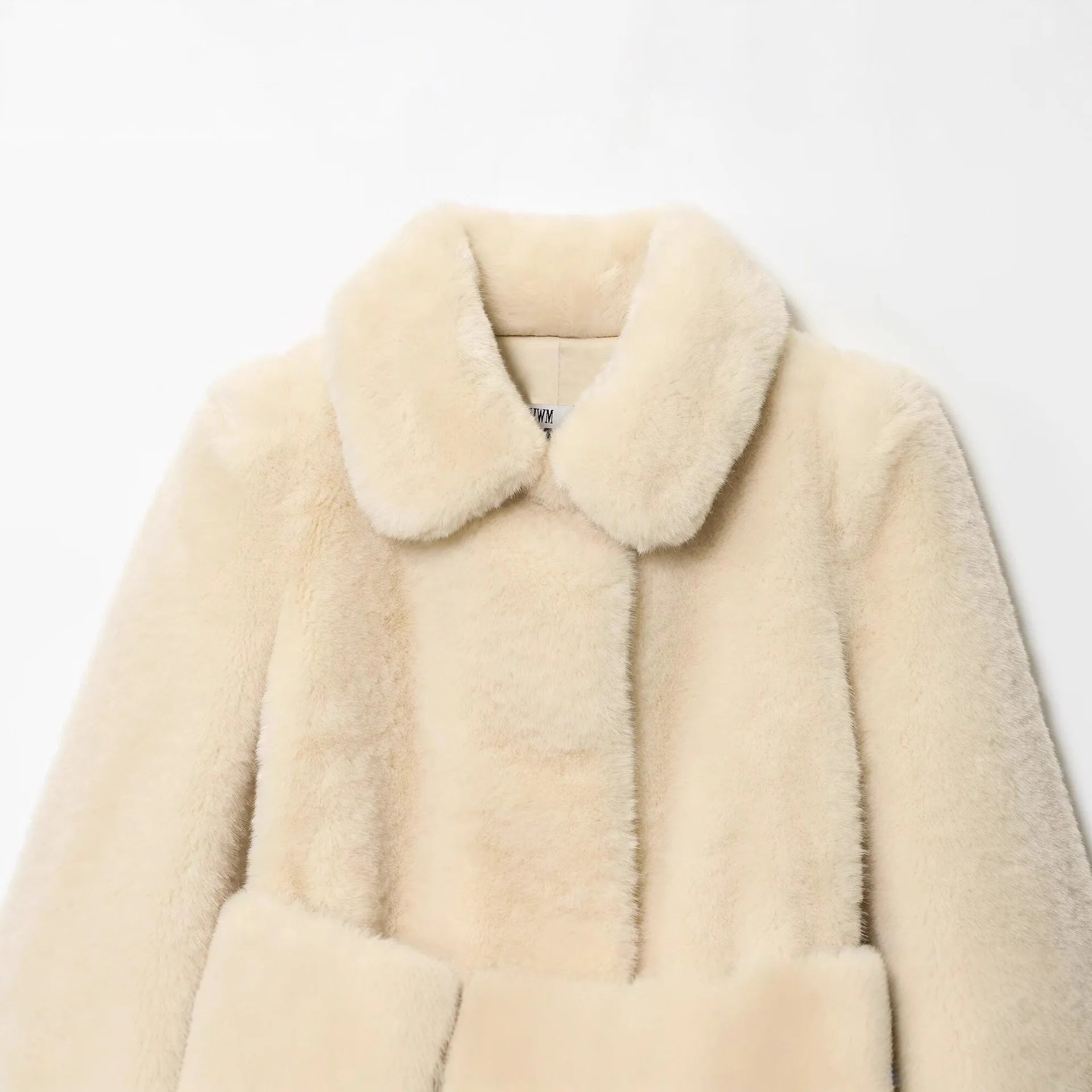 Elegant Belted Faux Fur Jacket Winter New Arrival Women's Outerwear Commute Style Mixed Fabric Long Sleeve High-Quality Sensa...