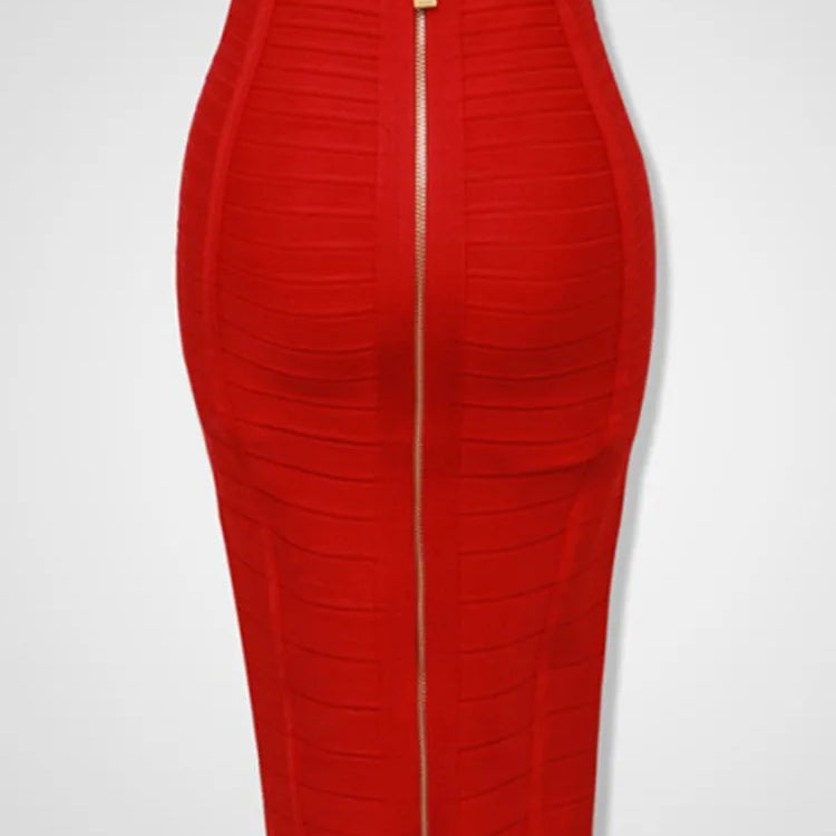 Shipping Plus Size XL XXL Summer Fashion Sexy Zipper Bandage Skirt 2022 Designer A Line Bodycon Pencil Skirt Faldas 58cm Red