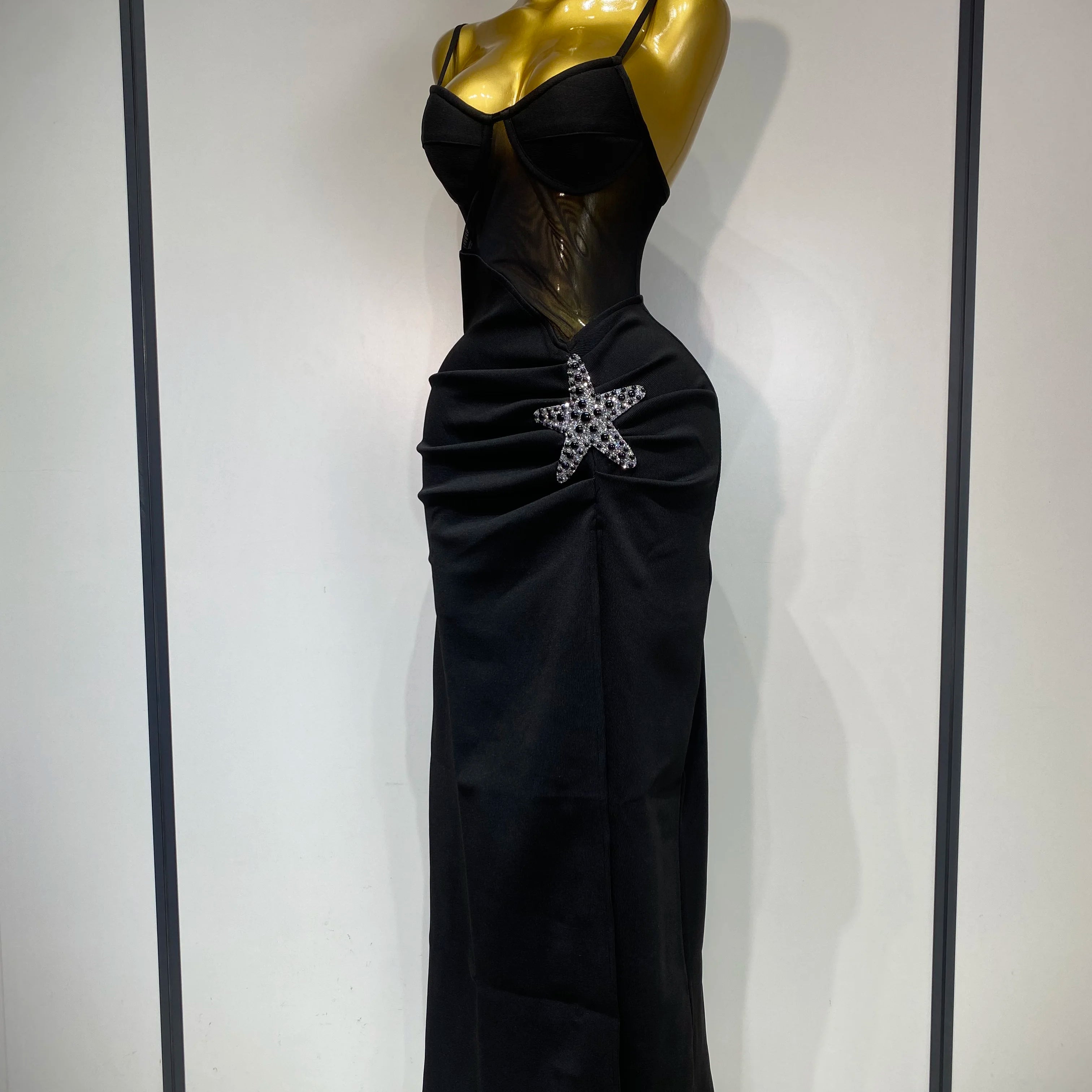 Sexy Long Dress Starfish Decoration Bandage Dress Women 2025 Elegant Style Fashion Evenig Party Luxury Birthday Prom Gowns