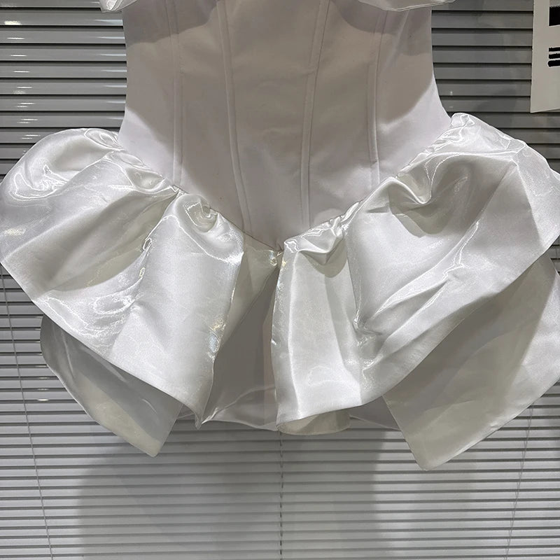 Winter New Sweet Fashion Ruched Twist Hem Fishbone Waist Cinching Strapless Dresses For Women Dress Female 11A07797