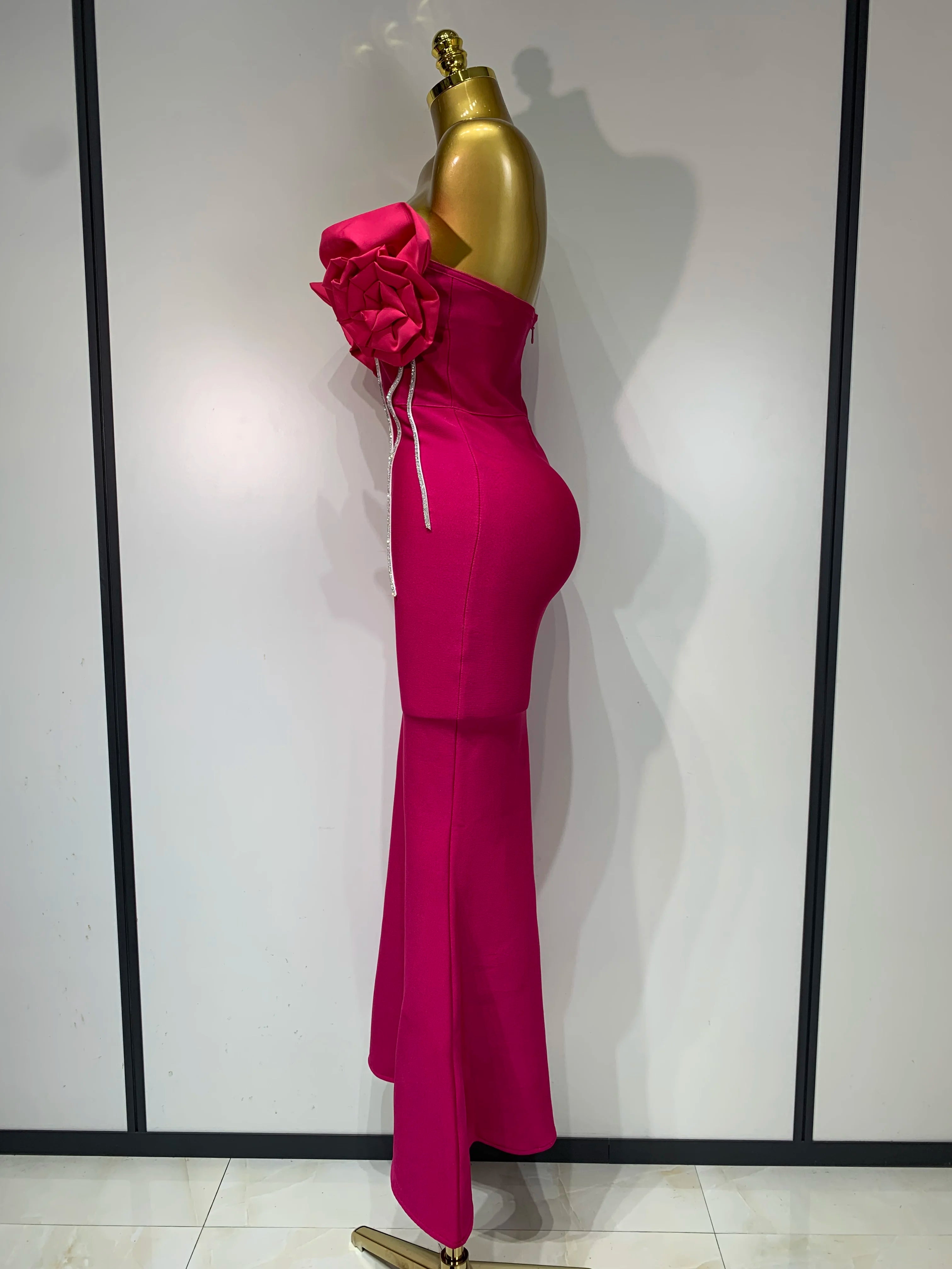 Luxury Birthday Party Dresses Women Elegant Bandage Bodycon Dress Strapless Appliques Sparkly Diamond Evening Club Outfit