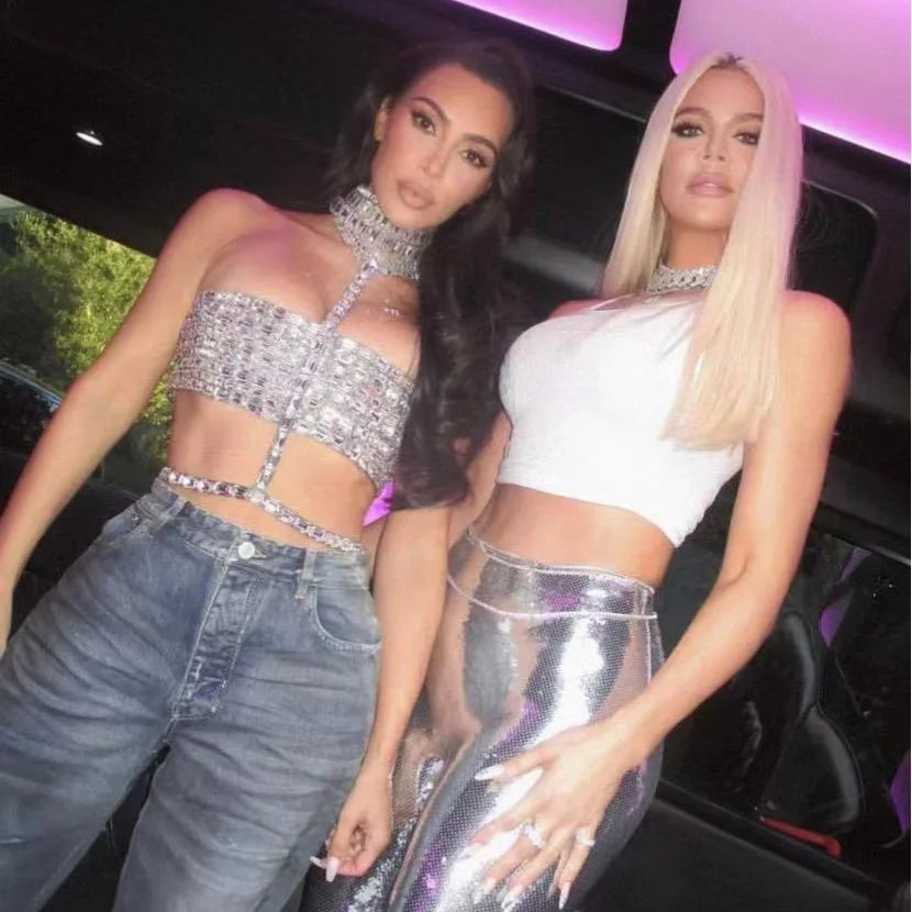 Celebrity Fashion Red Carpet Wear Women Shinning Big Crystal Sexy Halter Tops Nightclub Party TV Show Tops Tank High Quality