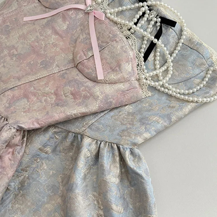 French Elegance Lolita Dress Fashion Sweet Luxury Prom Gown Pearl Chain Party Prom Sleeveless Robe 2000s Aesthetic New Design